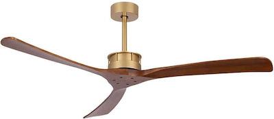 Zambelis Lights Ανεμιστήρας Οροφής 152cm με Φως και Τηλεχειριστήριο Gold-Walnut